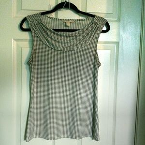Banana Republic Black & White Cowl Neck S/L Top